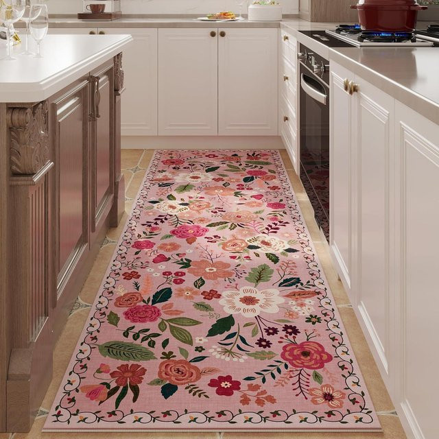Bunter floraler Läuferteppich von Lodestar, bunt gemustert und rutschfest, B/H: 40 x 120 cm - Bild 1