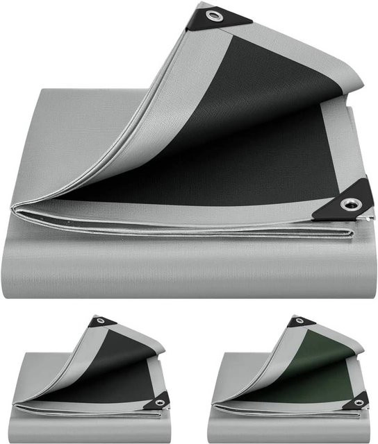 WOLTU Abdeckplane Wasserdicht aus PE mit Ösen, Farbe: Grau-Schwarz, B x L: 4 x 5 m - Bild 1