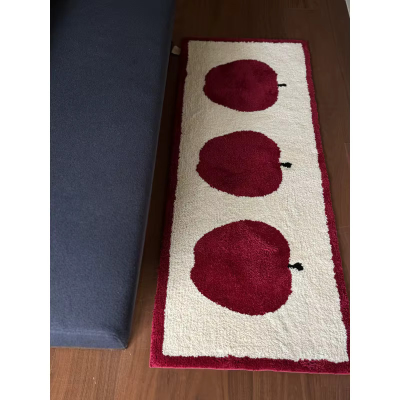 VIKAMA Apfel-Teppich rot gestreift, weicher und flauschiger Teppich für Wohnzimmer, Schlafzimmer und Flur, B/T: 120 x 120 cm - Bild 2