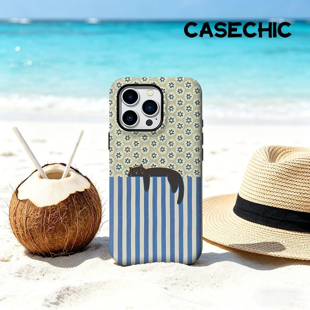 CaseChic Matte Bumper Hülle mit MagSafe Kompatibilität für iPhone 17 16 15 14 Plus Pro Max, stoßfeste Hartschale in Blau und Weiß - Bild 1