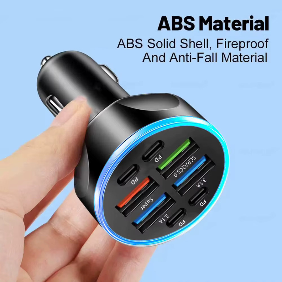 Kebidumei Auto Ladegerät mit 250W und 3 USB-Ports inklusive USB-C PD QC 3.0 Schnellladegerät in Schwarz für iPhone Samsung Huawei Xiaomi - Bild 4