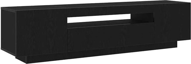 vidaXL TV-Schrank modern in Schwarz mit integrierter Beleuchtung und Medienfächern, B/T/H: 160 x 35 x 40 cm - Bild 1