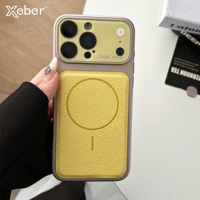 Xeber Magnetische Leder-Textur Handyhülle für iPhone mit MagSafe Schutzfunktion in Weiß - Bild 1