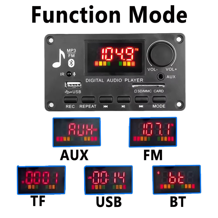 KEBIDU 80W Bluetooth 5.0 Verstärker Modul mit FM-Radio, MP3 WAV Decoder Board, USB und AUX in Schwarz - Bild 2