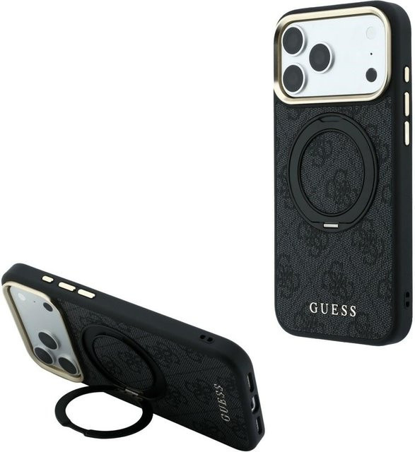 Guess MagSafe-Hülle mit Ring Stand Classic Logo für Apple iPhone 18 Pro Max und iPhone 17 Pro Max, Schwarz - Bild 1