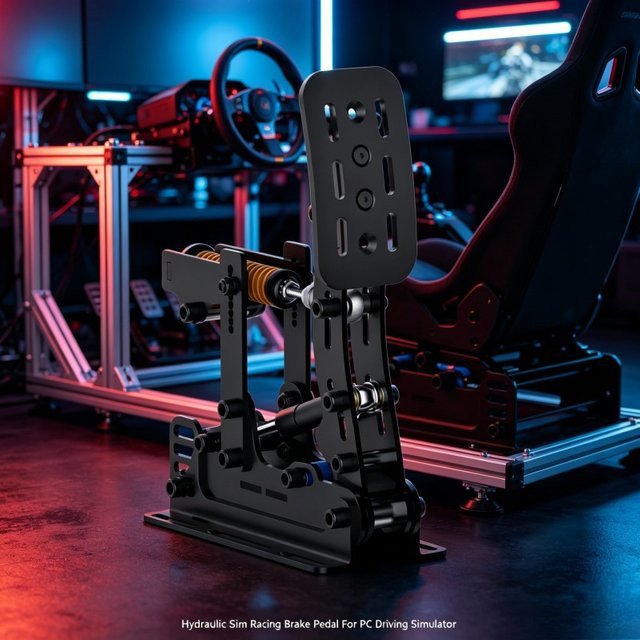 Sim-Racing Hydraulikpedale HE 3-Pedal-Set mit Loadcell-Bremse, Kupplung und Gashebel sowie haptischem Vibrationsfeedback in Silber - Bild 1