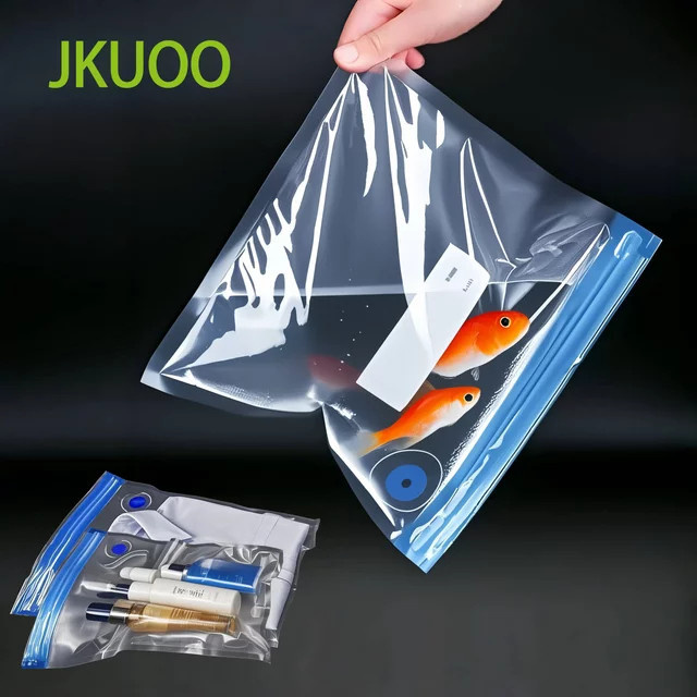 JKUOO Vakuumierbeutel aus transparentem Kunststoff, wiederverwendbar, BPA-frei und mikrowellengeeignet - Bild 1