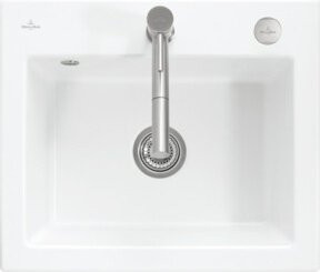 Villeroy & Boch Subway 60 S Flat bündige Keramik-Spüle in Weiß mit Ablagegarnitur und Excenterbetätigung - Bild 1