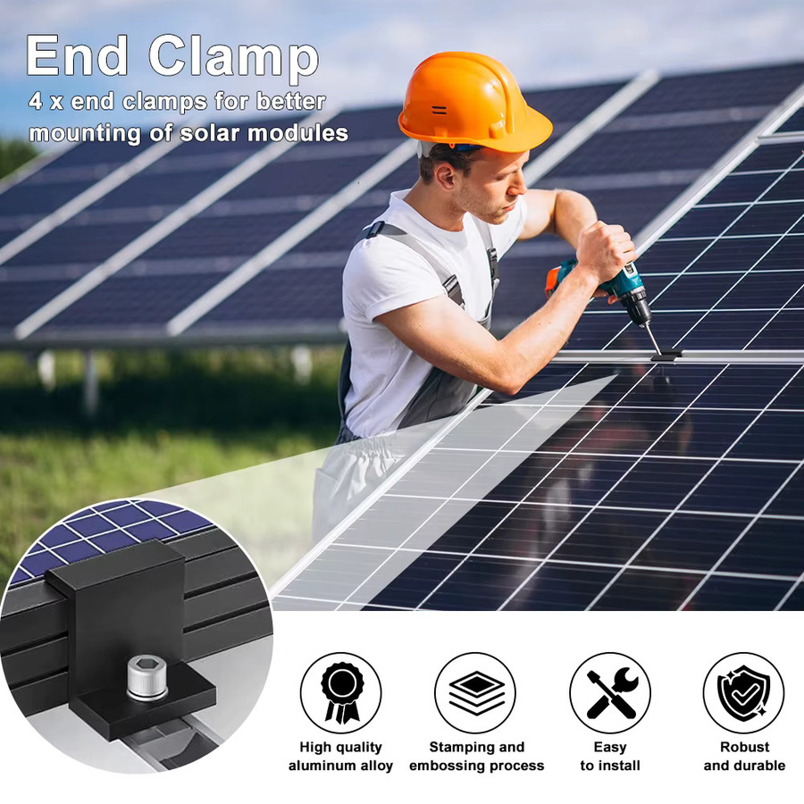 12er Set Solar Panel Halterung aus Aluminium für PV Schienen zur Trapezdach Montage inklusive Mittel- und Endklemmen - Bild 3
