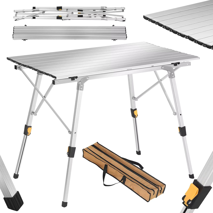 WOLTU Klappbarer Campingtisch aus Metall in Silber, Höhenverstellbarer Schreibtisch für Garten, Picknick und Reisen - Bild 2