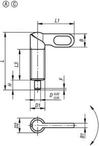 KIPP Sperrriegel Form A aus Stahl unbeschichtet schwarz M20x1,5 D=12 - Bild 1