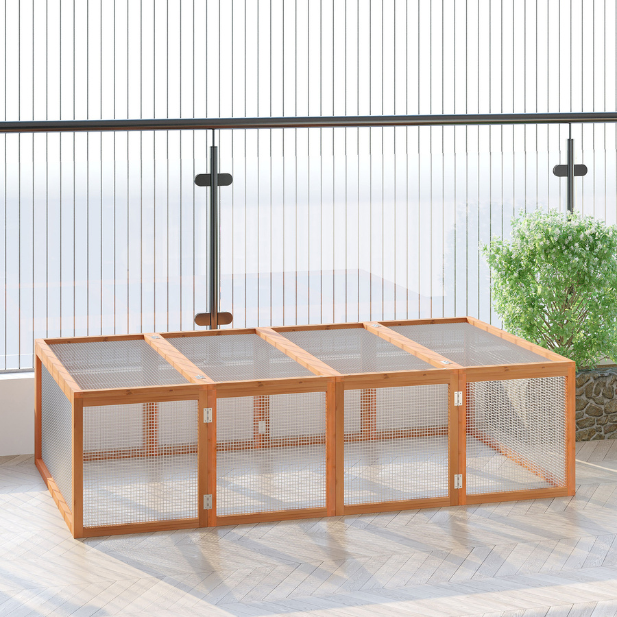 PawHut Freilaufgehege für Kleintiere aus Tannenholz in Natur Braun, B/T/H: 181 x 100 x 48 cm - Bild 2