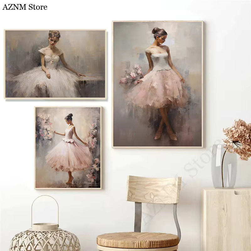 Potdemiel Abstrakte Ballettkunst Leinwand Wandbild mit Ballerina im Retro-Stil, Mehrfarbig - Bild 2