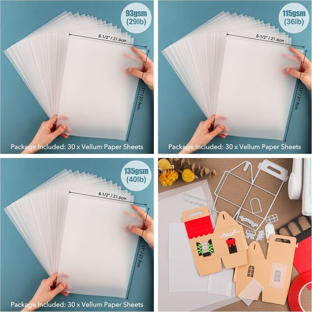 30 Blatt transparentes Pergamentpapier für Bastelarbeiten und Zeichnungen, B/H: 21,6 x 27,9 cm - Bild 1