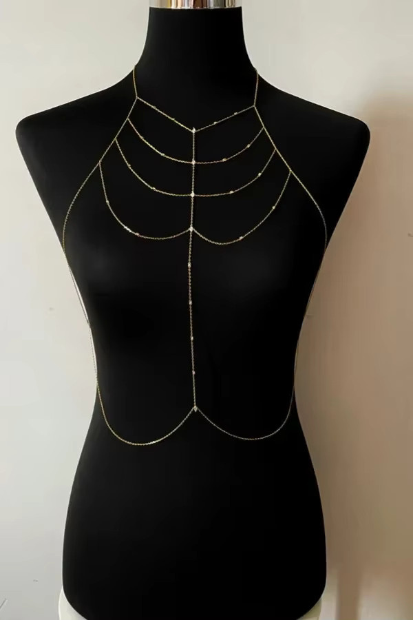 ATJMLADY Körperkette, Zirkonia, Gold, Damen - Bild 3