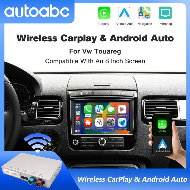 AUTOABC Wireless CarPlay und AirPlay Modul mit Android Auto und Kameraunterstützung für VW Touareg RNS850 7P - Bild 1
