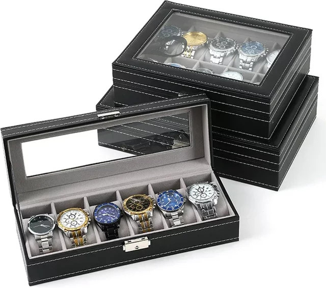 OAKCHARM Uhrenbox PU Leder, Glas Top, Herren - Bild 1