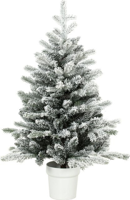 HOMCOM Mini Weihnachtsbaum mit Schnee-Effekt in Weiß, Tischbaum mit 296 Zweigspitzen, Höhe: 90 cm - Bild 1