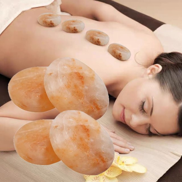 VamsLuna Hot Stone Massage Set, 4 Stück, Rosa Himalaya Salz Kristalle - Bild 1