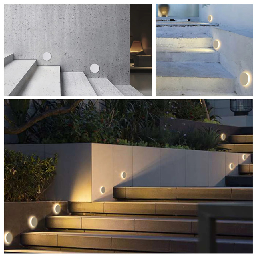 KPSUN LED Einbau Wandleuchte IP67 Wasserdicht, Runde Außenlampe für Garten und Treppen, 1W, Weiß - Bild 5