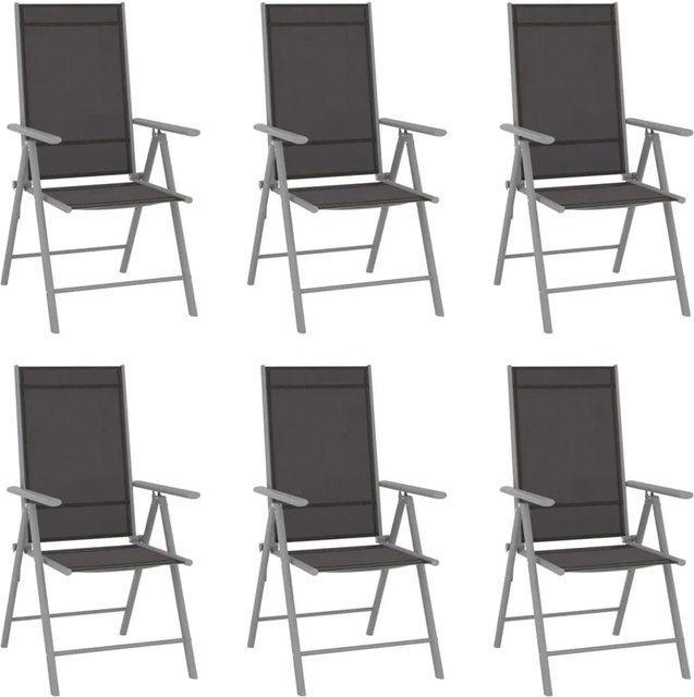 Furnicato 6er Set Gartenstühle klappbar aus Textilene und Aluminium in Schwarz, H x B x T: 107 x 54 x 73 cm mit verstellbarer Rückenlehne - Bild 1