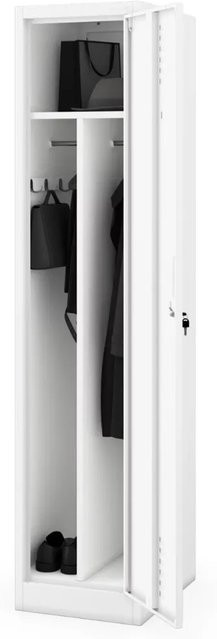 JAN NOWAK Umkleideschrank KACPER Spind aus Metall mit 1 Abteil und Etikettenhalter in Weiß, H: 180 cm, B: 40 cm, T: 50 cm - Bild 1