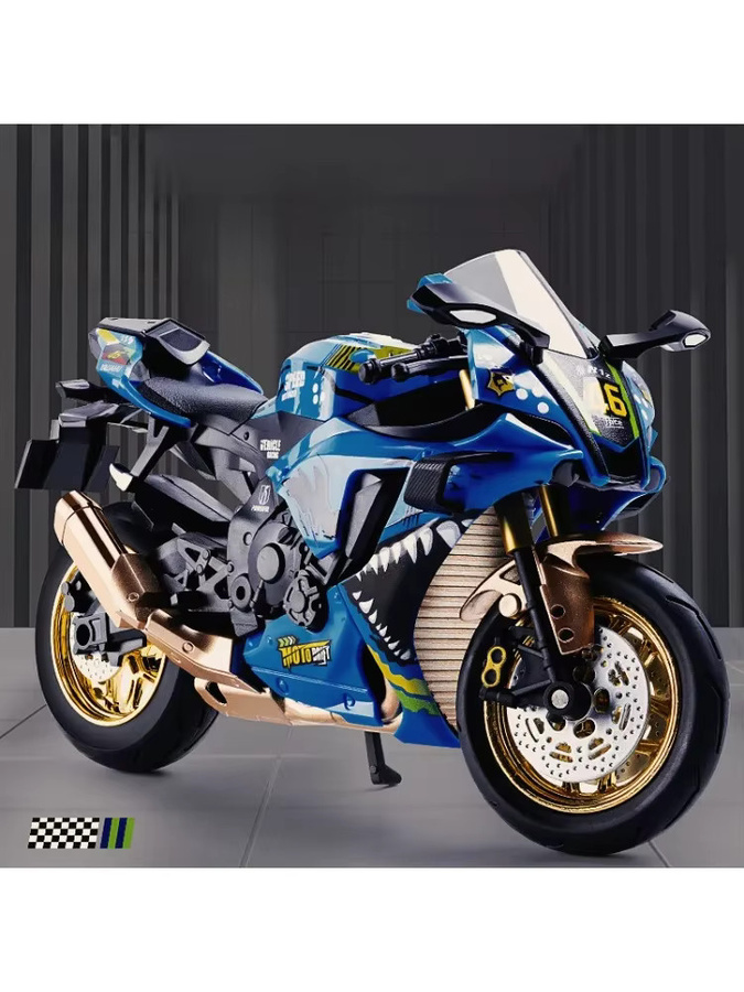 Maisto Motorradmodell, 1:10, Metall, mit Licht und Sound, Blau - Bild 5