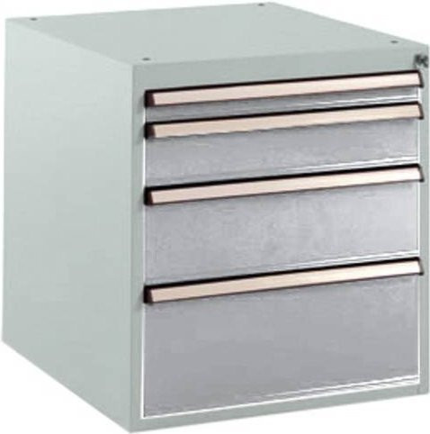 Manuflex BASETEC Schubfachschrank SP1140.9006 Stationär, 4 Schubfächer, Farbe: Alusilber, Nutzhöhe: 500 mm - Bild 1