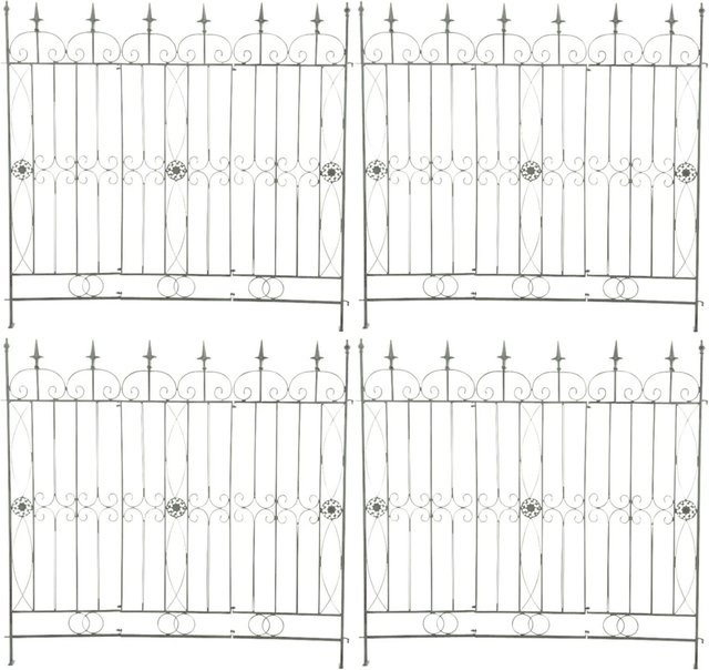 DELUKE Gartenzaun LINUS 4er Set Antik-Grün aus Metall als Steckzaun und Rankzaun, B/H: 124 x 116 cm - Bild 1