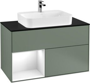 V&B Waschtischunterschrank Finion 100 mit Wandbeleuchtung, Lackiert, B/T/H: 100 x 50,1 x 50,1 cm - Bild 1
