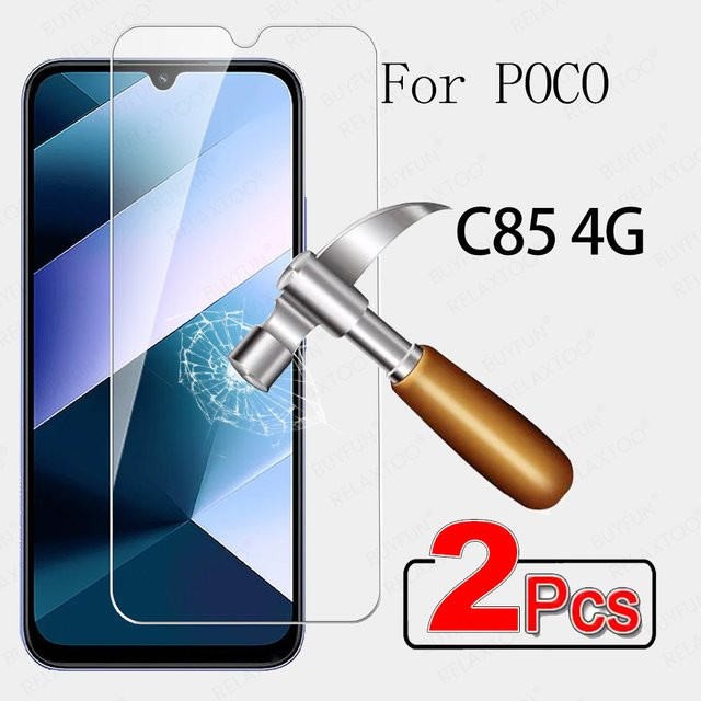 2er-Set Xiaomi Poco C85 4G Displayschutzfolie aus gehärtetem Glas, transparent - Bild 1