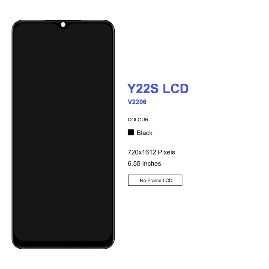Vivo Y22 V2207 LCD Display mit Rahmen und Touchscreen Digitizer Ersatzteil in Schwarz für Vivo Y22s V2206 6.55 Zoll - Bild 3