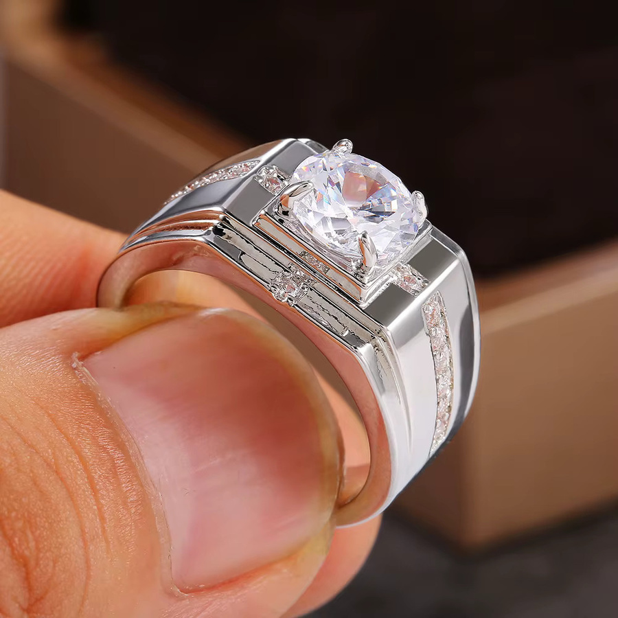 Huitan Ring, Edelstahl, Silber, Zirkonia, Herren - Bild 2
