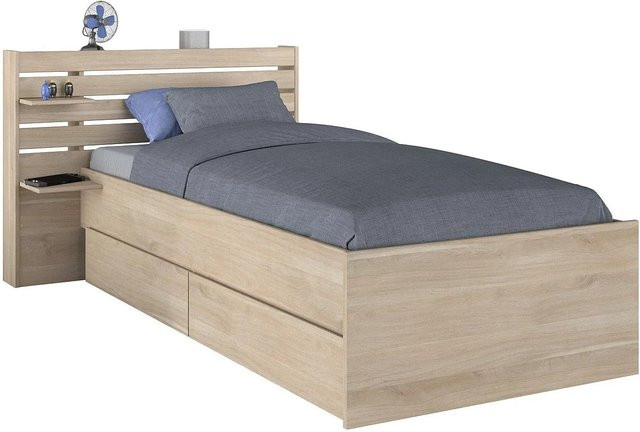 Vente-unique Bettrahmen Tenalia mit Schubladen in Natur und Beige, Höhe: 121.5 cm, Breite: 88.6 cm, Tiefe: 216.8 cm - Bild 1