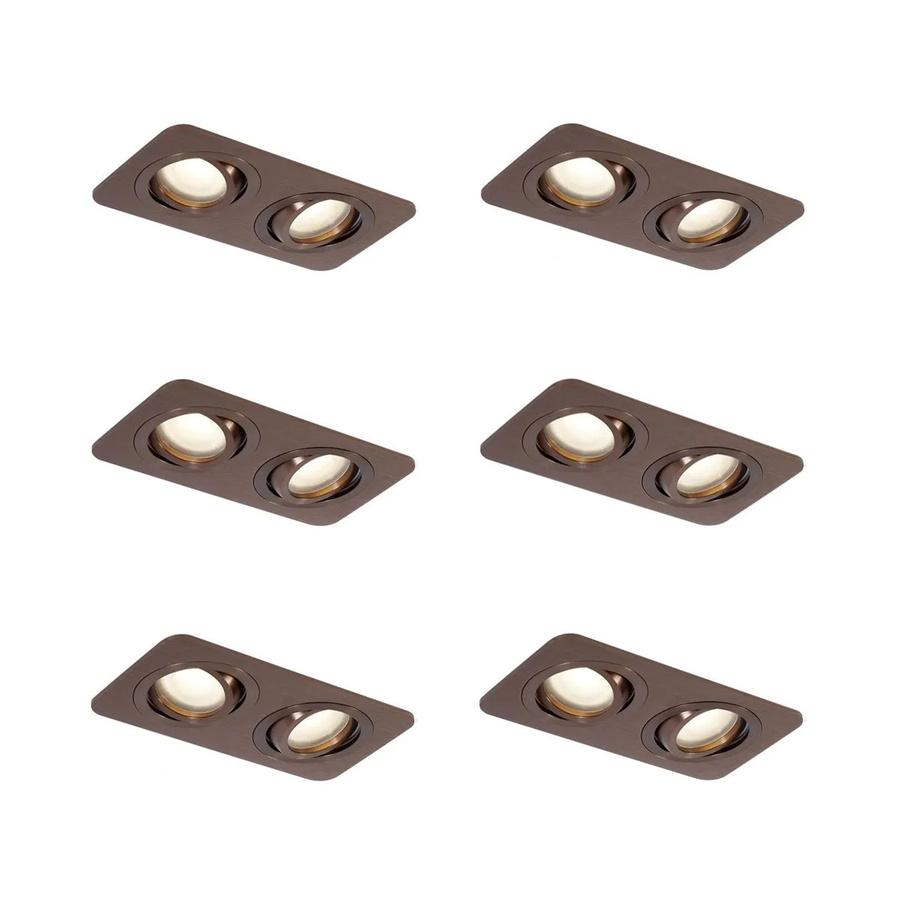 AlberTo Set mit 6 runden Einbaustrahlern in Dunkelbronze, GU10, schwenkbar und neigbar, IP44, Durchmesser: 50 mm - Bild 2