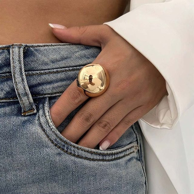 Ring Metall, Gold, Damen Herren, Verstellbar - Bild 1