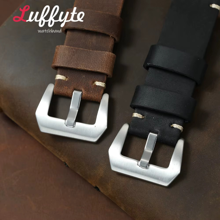 luffyte Uhrenarmband Crazy-Horse-Leder, Schwarz, Herren - Bild 1