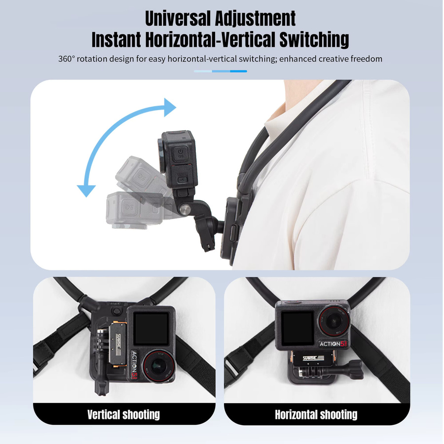 STARTRC V3 Magnetischer Brustgurt mit Halshalterung für DJI OSMO 360, Pocket 3, Action 3, Action 4 und Action 5 Pro in Schwarz - Bild 5