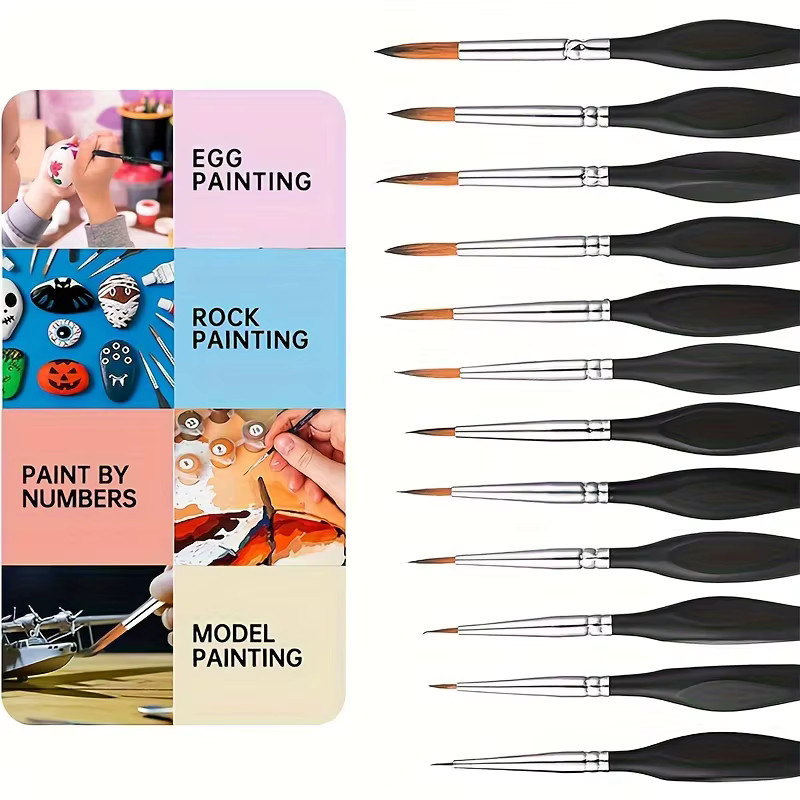 9 bis 22-teiliges Pinselset für feine Details in Schwarz aus Kunststoff für Modellbau und Kunstmalerei - Bild 5