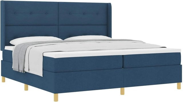 vidaXL Boxspringbett mit Matratze und Kopfteil in Blau, B/T/H: 200 x 200 x 280 cm - Bild 1