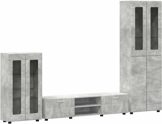 vidaXL TV-Schrankset in Beton Grau mit Schubladen und Regalen aus Holzwerkstoff im modernen Design - Bild 1