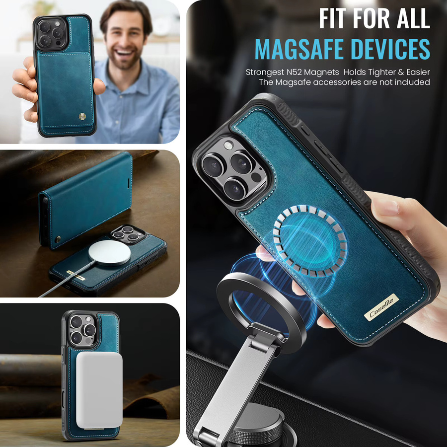 2-in-1 Magnetische Flip-Ledertasche für iPhone 15 14 13 12 11 Pro Max Plus Air in Grün mit abnehmbarem Card Slot Wallet Cover von aierkeba - Bild 2