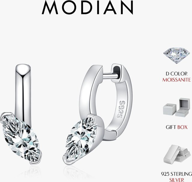 MODIAN Ohrclip, 925 Silber, Moissanite, Damen - Bild 1