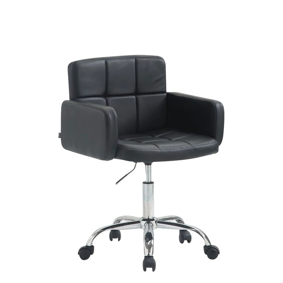 DELUKE Arbeitshocker ZÜRICH Drehhocker mit Rollen aus Kunstleder in Schwarz, B/T/H: 60 x 52 x 75 cm - Bild 2
