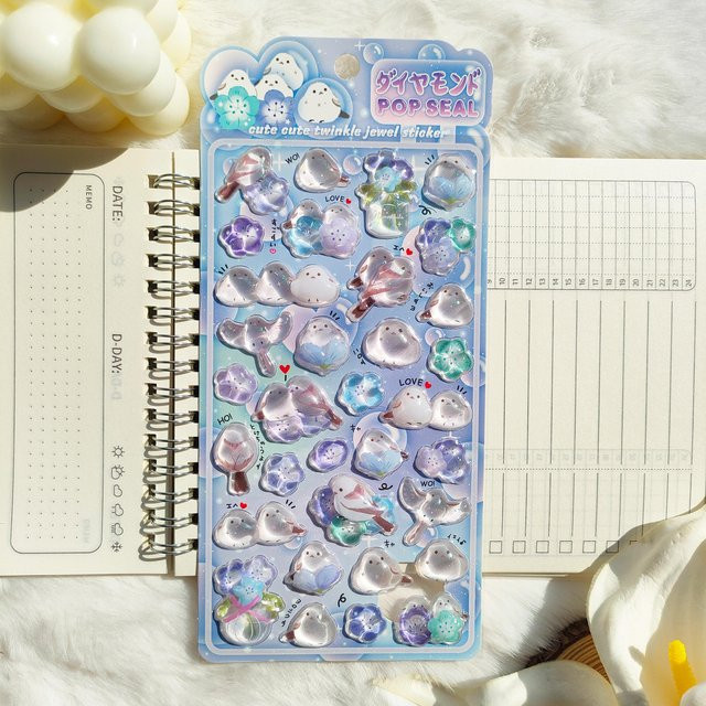 Yiran toy 1, 3D Solide Tier Glitzernde Tagebuchaufkleber, Mehrfarbig, Kunststoff - Bild 1