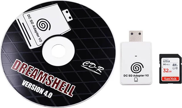 Sega Dreamcast SD-Kartenleser-Adapter mit CD DreamShell Boot Loader Upgrade für VMU in Weiß - Bild 1