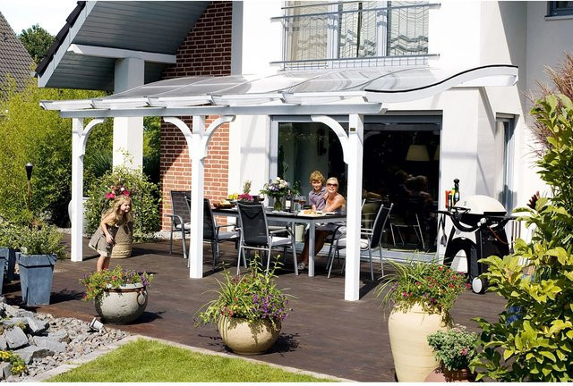 Skan Holz Terrassenüberdachung Venezia aus Leimholz mit Polycarbonat-Dach in Weiß, B/T/H: 541 x 339 cm - Bild 1