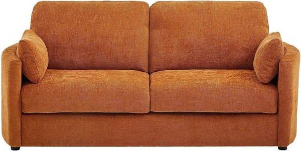 Vente-unique Schlafsofa Bagomi in Terracotta mit Stoffbezug und Memoryschaum, Breite: 199 cm