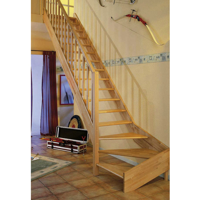 Dolle Raumspartreppe Paris 1/4-gewendelt links in Buche Braun mit Rechteckstabgeländer für eine Raumhöhe bis 318 cm - Bild 2