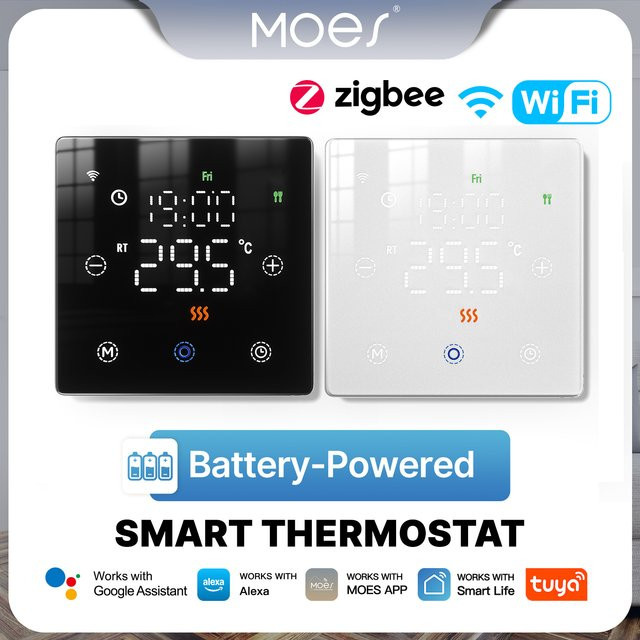 MOES Tuya Smart Thermostat ZigBee/WiFi Gaskessel-Temperaturregler für Alexa und Google Home in Schwarz oder Weiß - Bild 1